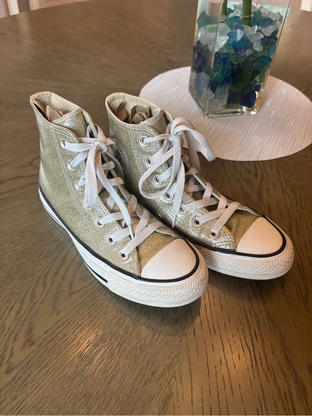 ❤️ Converse Gold Glitter High Tops